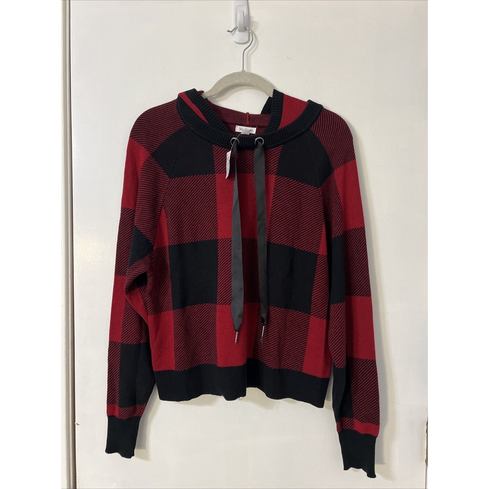 Westport‎ Hoodie Sweater Women's  Knit Long Sleeve Crew Neck Checkered